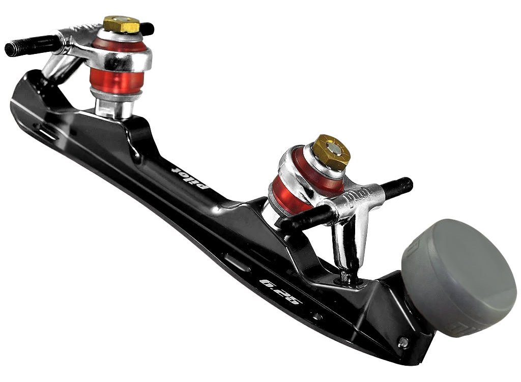 Atom Pilot Falcon quad roller skate plate, black, with toe stop