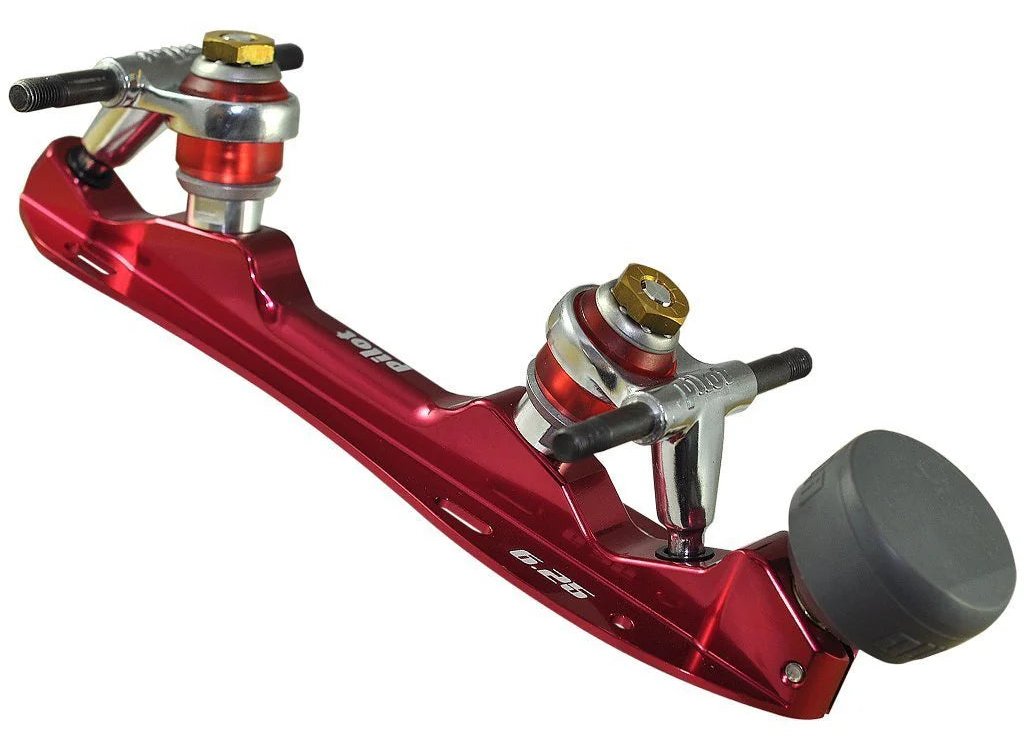 Atom Pilot Falcon quad roller skate plate, red, with toe stop