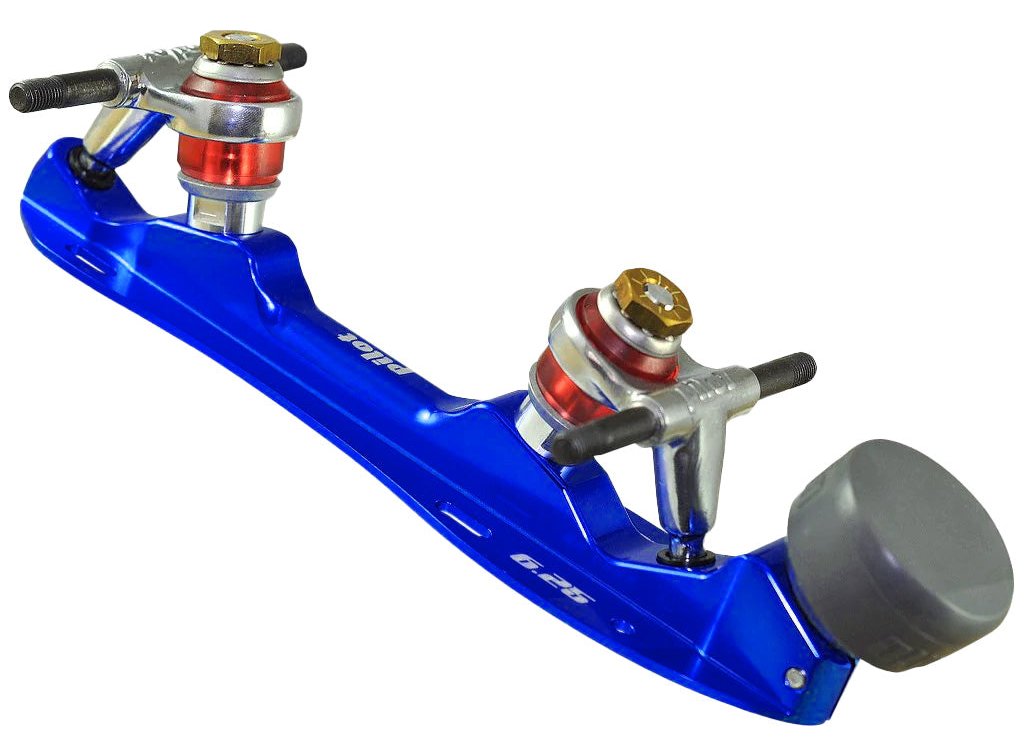 Atom Pilot Falcon quad roller skate plate, royal blue, with toe stop