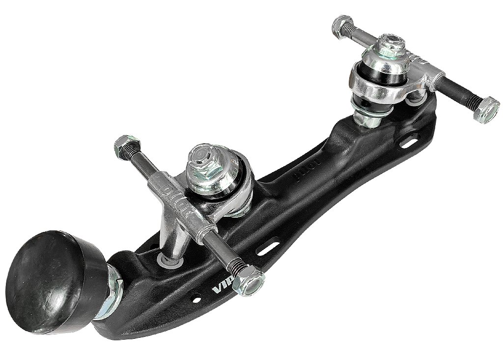 Atom Pilot Viper nylon quad roller skate plate, black, with toe stop