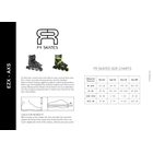 FR Skates EZX and AXS size chart: measured foot in centimeters with EU, US, UK and Mondo sizes
