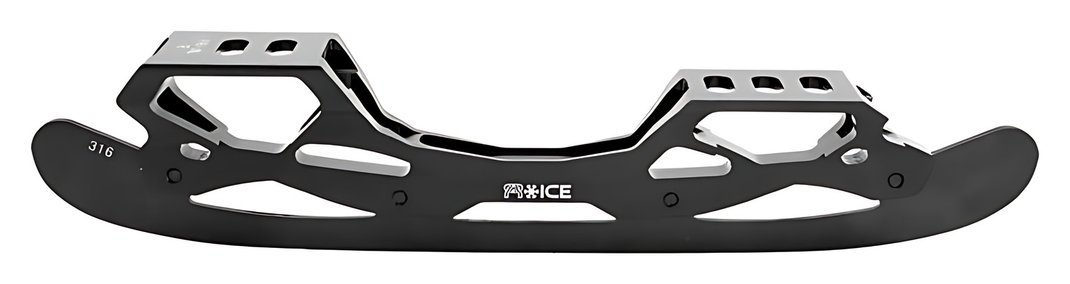 FR Ice Freestyle frame, black aluminum with an ice blade, side view