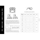 FR Skates Neo size chart: measured foot in centimeters with EU, US, UK, Mondo and shell sizes