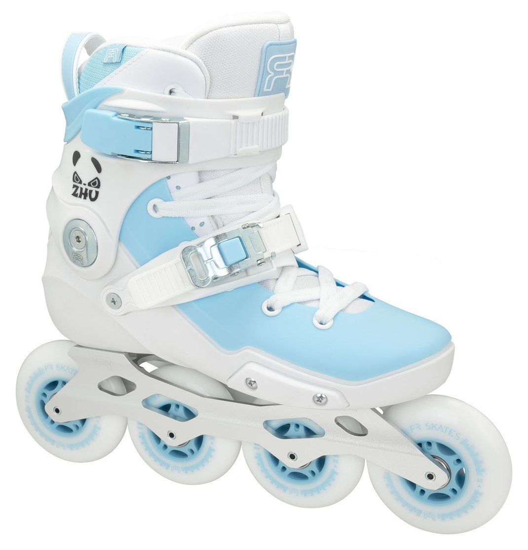 FR Skates Neo 1 LZ Promodel freeride inline skate, white and light blue, side view