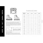FR Skates size chart for the Igor, SL, SL7, Daria and Sofia: measured foot in centimeters with EU, US, UK and Mondo sizes