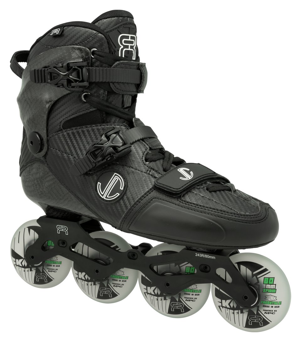 FR Skates SL Freestyle carbon slalom inline skate, black, side view