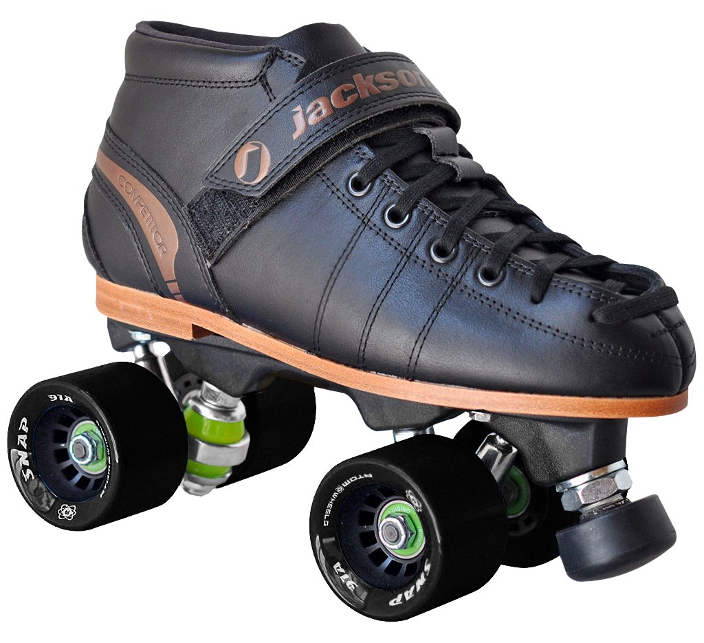 Jackson Competitor Indoor Roller Skate, Black Wheels, black boot, black Atom Snap wheels