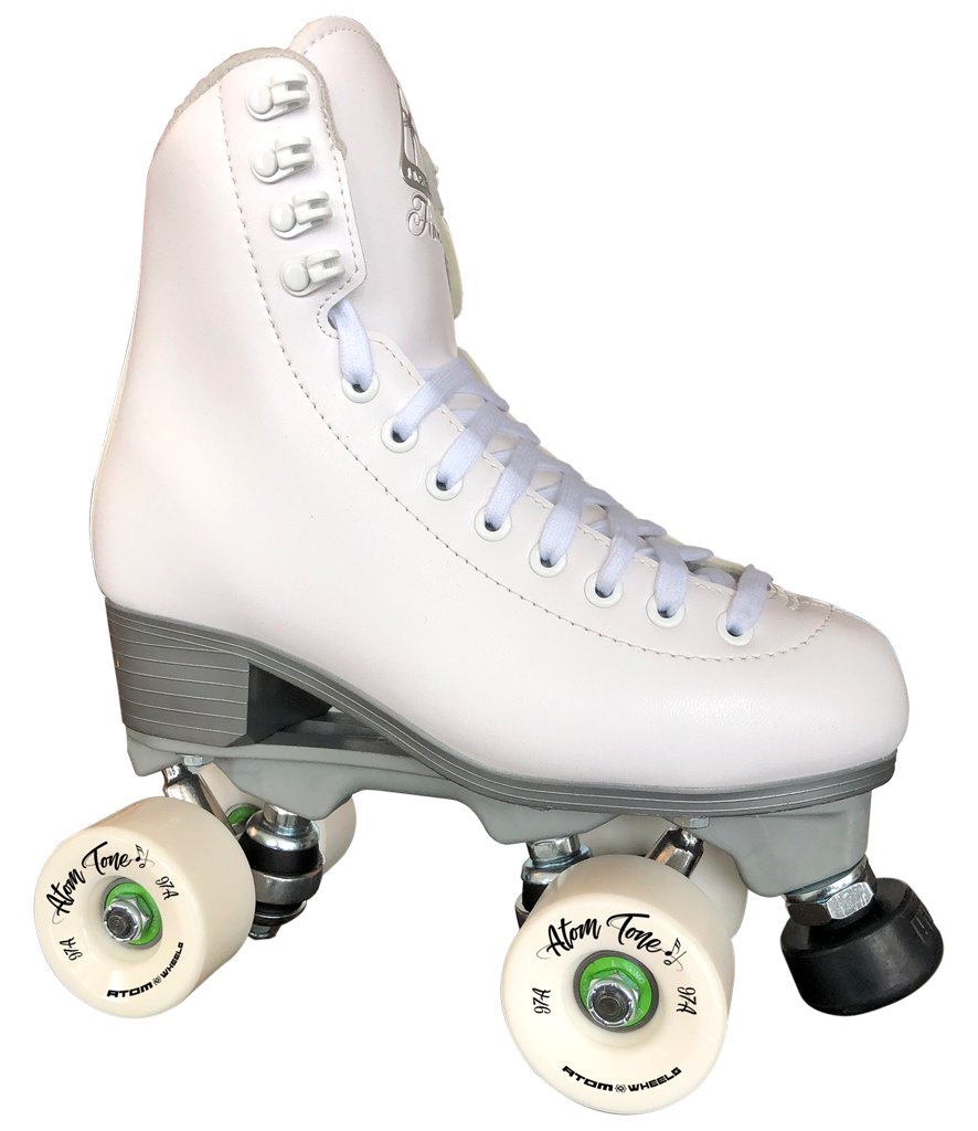 Jackson Finesse Women's Rhythm roller skate, white women's Finesse boot, Atom Tone 97A (White) wheels