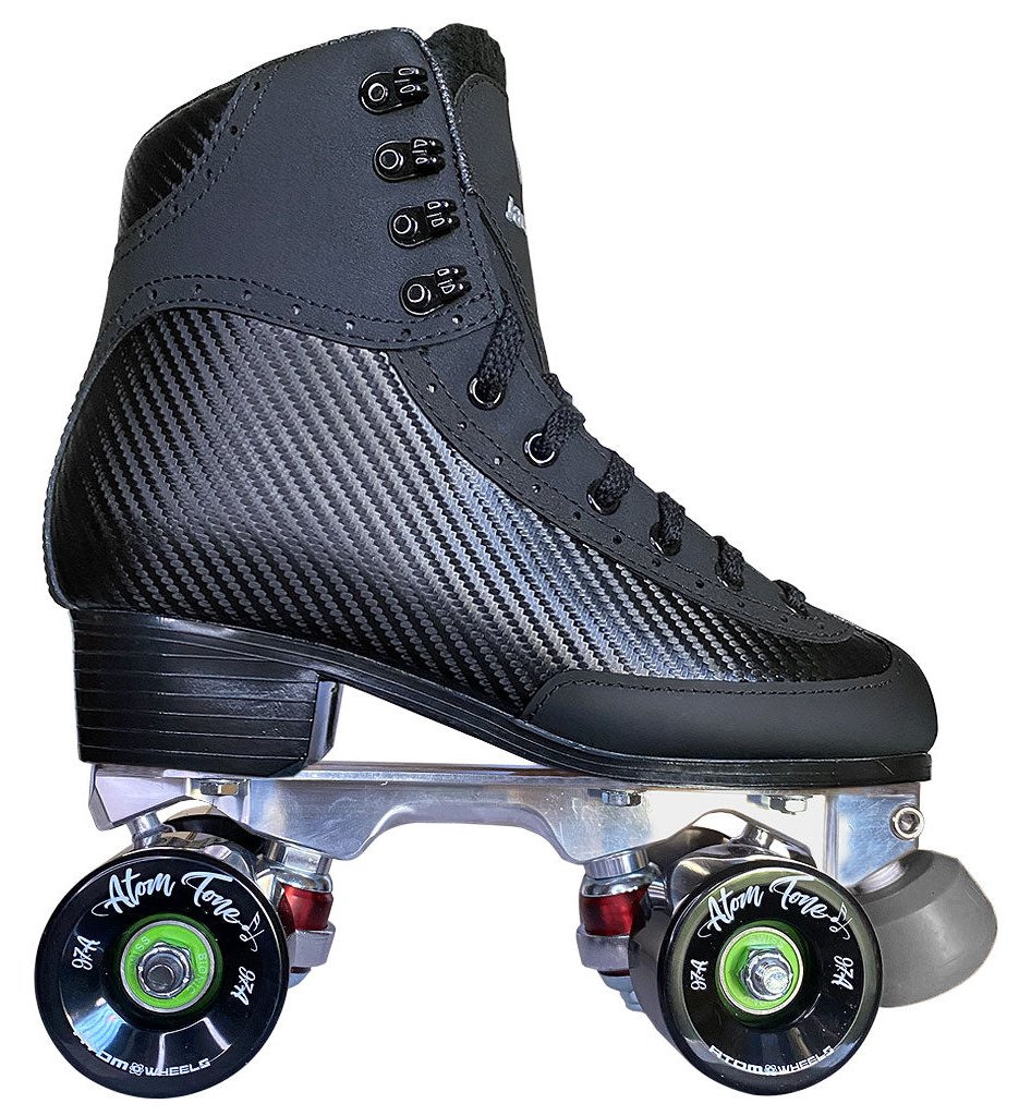 Jackson Vibe rhythm roller skate, black boot, black Atom Tone wheels