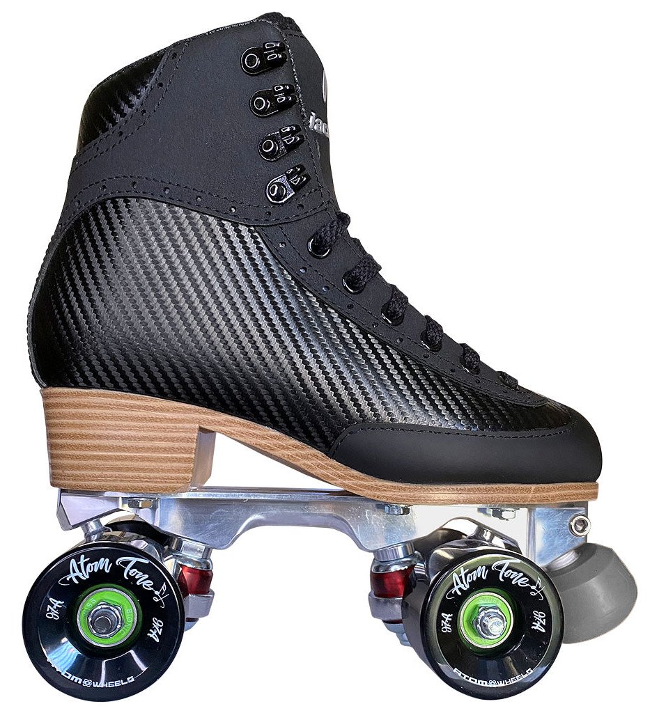 Jackson Vibe rhythm roller skate, black boot, black Atom Tone wheels