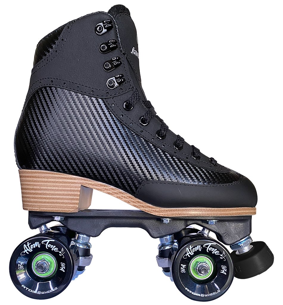 Jackson Vibe rhythm roller skate, black boot, black Atom Tone wheels
