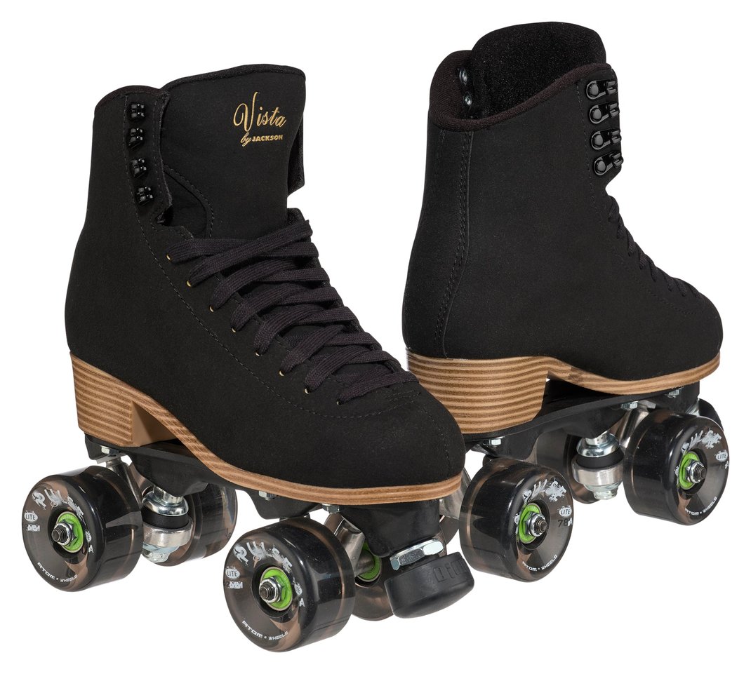 Jackson Vista roller skates, black boot, black Atom Pulse Lite wheels