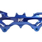 KL Bat blue inline speed skate frame, close up