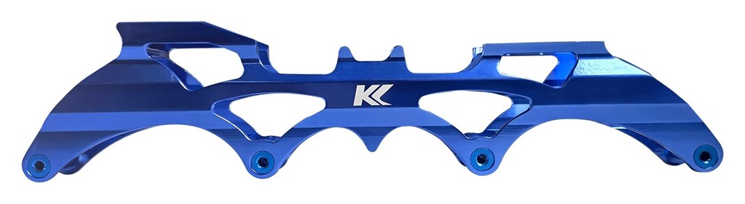 KL Bat blue 7050 aluminum inline speed skate frame, side view