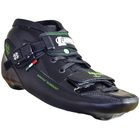 Luigino Challenge inline speed skate boot, angle view, black with green trim