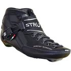 Luigino Strut Black boot, angle view, carbon fiber shell with a Nano buckle strap