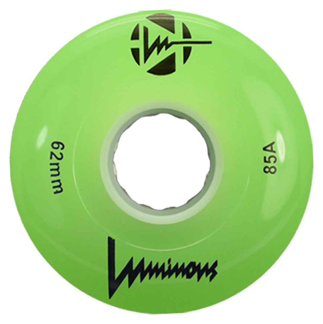 Luminous Green LED quad roller skate wheel, 62mm