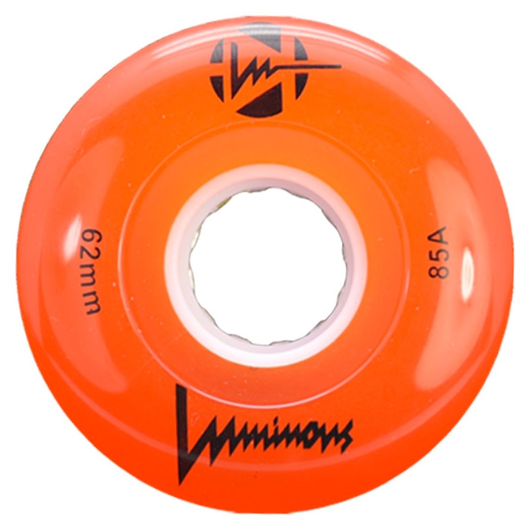 Luminous Orange LED quad roller skate wheel, 62mm