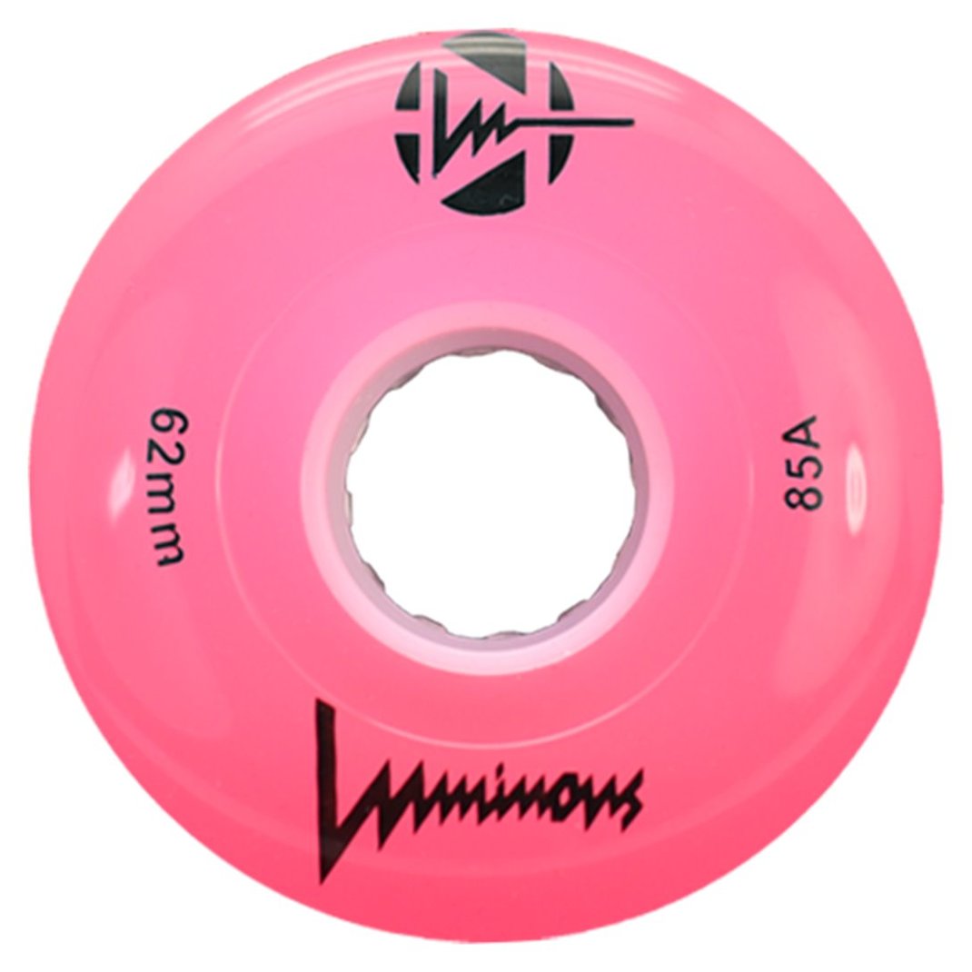 Luminous Pink LED quad roller skate wheel, 62mm