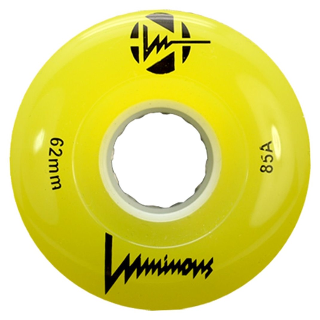 Luminous Yellow LED quad roller skate wheel, 62mm