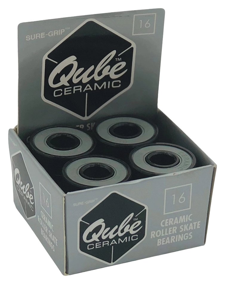 Sure-Grip Qube Ceramic bearings, 16 bearings in their silver box