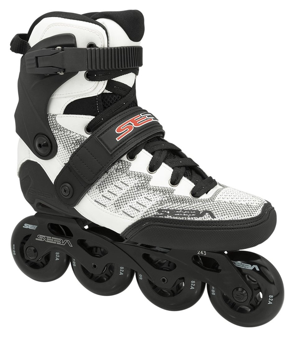 Seba GT 80 inline skate, white and black with black 80mm wheels, side view