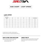 Seba Light Speed size chart: inside length, EU, US, UK, Mondo sizes and foot length