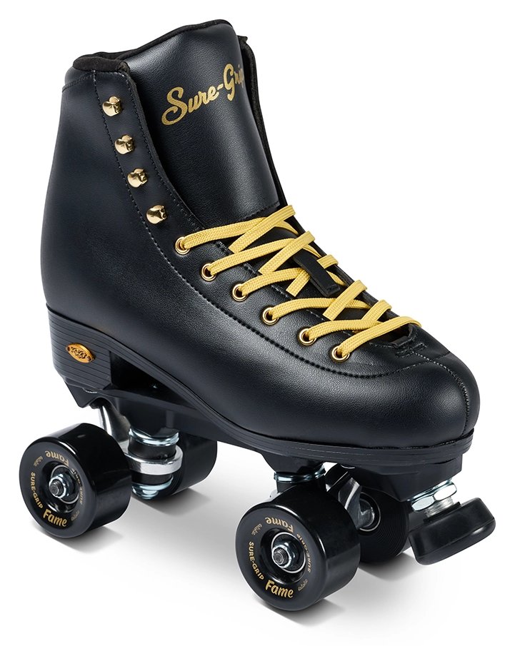 Sure-Grip Fame Black & Gold Roller Skates